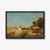 The Steamship station on the Danube across from Kaisermühlen by Emil Jakob Schindler - thumbnail_1_bf_67438329faa684e1cf4ba6c9